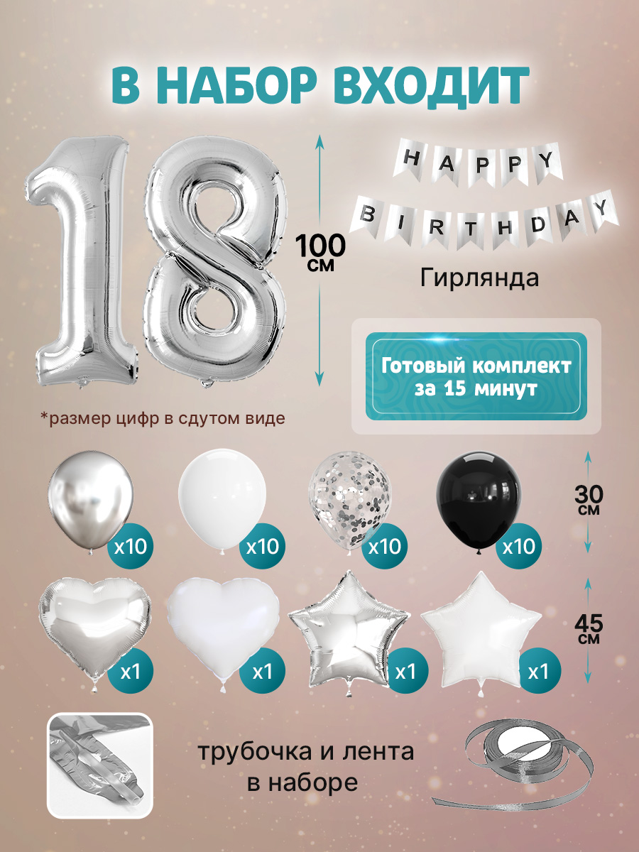 картинка Фотозона "18 лет. Ночной бриллиант" 47 предметов от магазина Шариленд