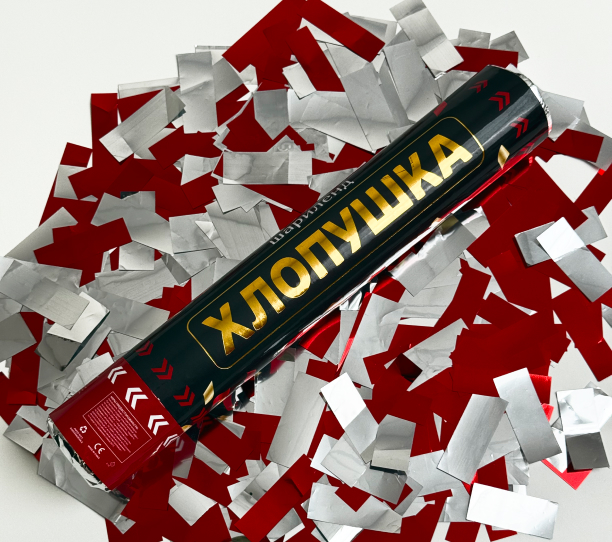 картинка Хлопушка, 30 см Полоски золото/красный от магазина Шариленд