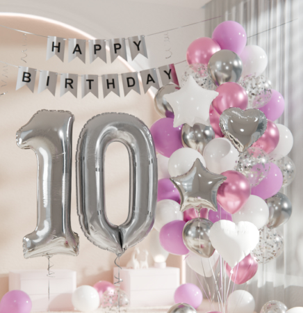 картинка Фотозона "10 лет. Сиреневая луна" 47 предметов от магазина Шариленд
