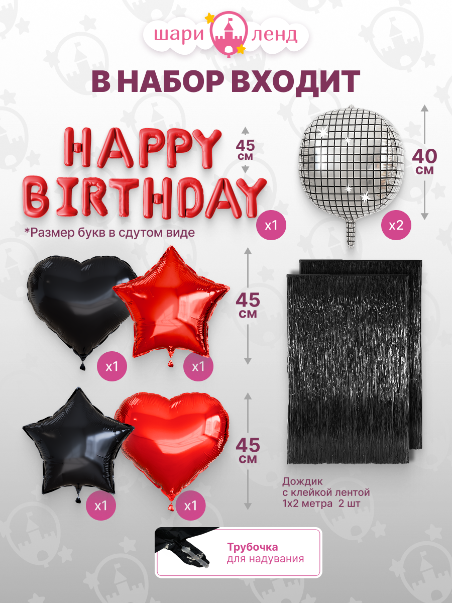картинка Фотозона "Нарру Bday. Танго" 136 предметов от магазина Шариленд
