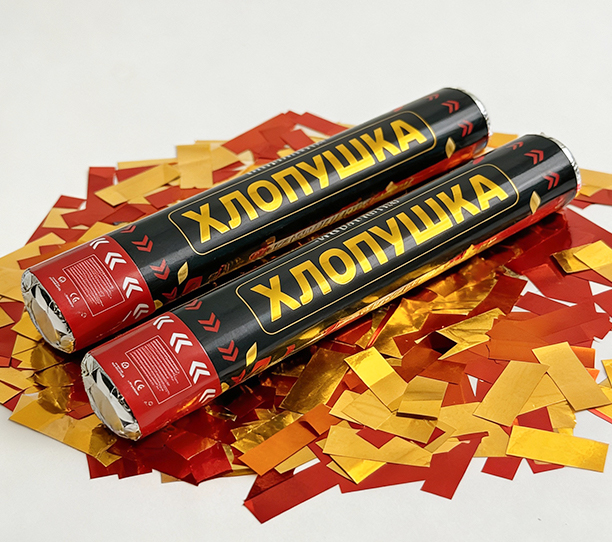 картинка Хлопушка, 30 см Полоски золото/красный, 2 шт от магазина Шариленд
