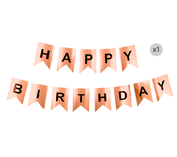 картинка Растяжка Happy Birthday Металлик Розовое Золото от магазина Шариленд