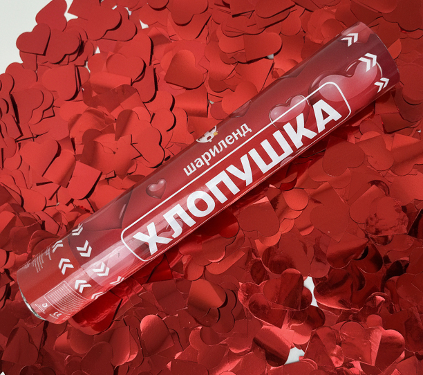 картинка Хлопушка 30 см, Красные сердца, 1 шт от магазина Шариленд