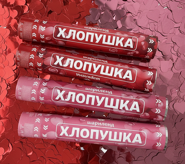 картинка Хлопушка 30 см, Красные/розовые сердца, 4 шт от магазина Шариленд