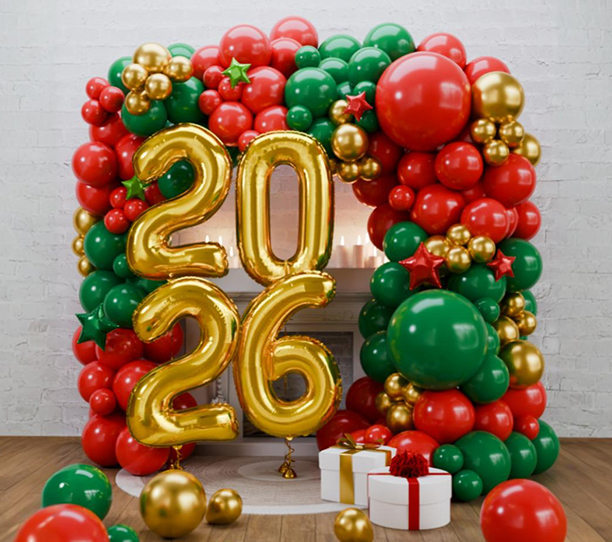 картинка Фотозона "Новый год 2026" 134 предметов, красно/зеленый от магазина Шариленд