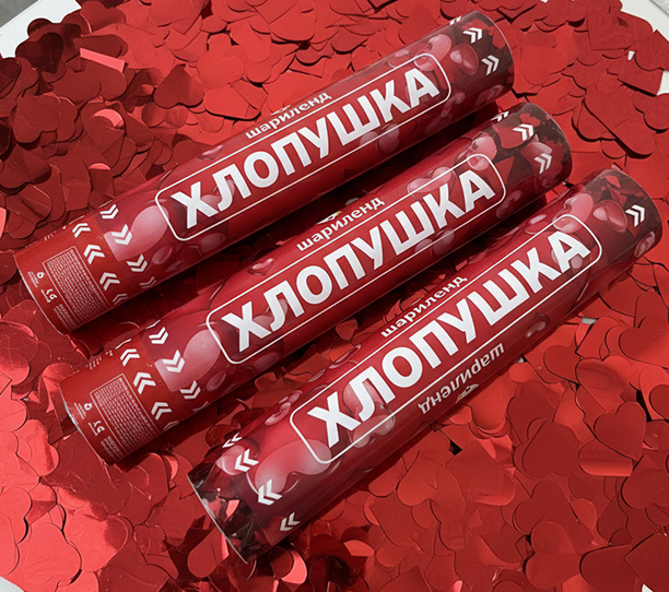 картинка Хлопушка 30 см, Красные сердца, 3 шт от магазина Шариленд