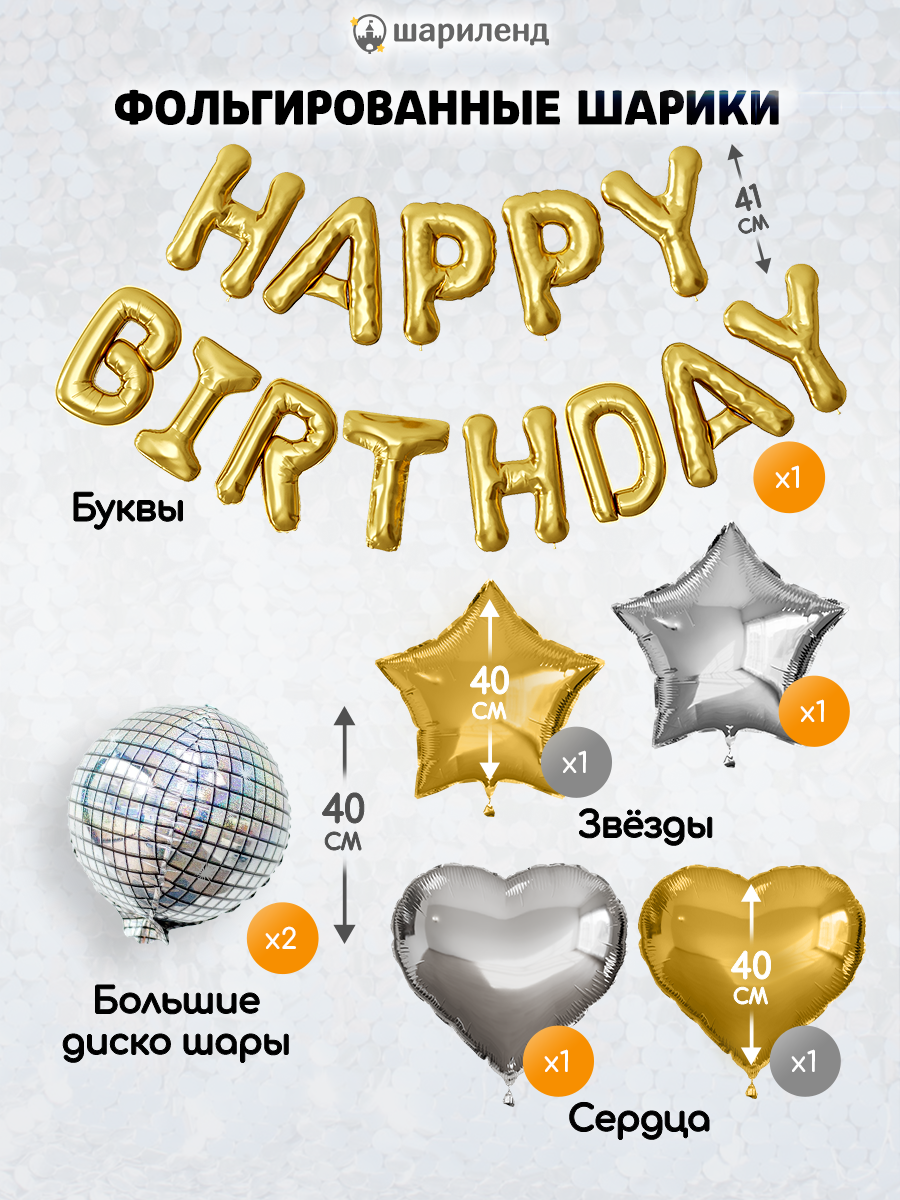 картинка Фотозона "Нарру Bday. Солнце и луна" 49 предметов от магазина Шариленд