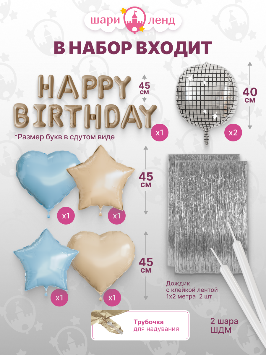 картинка Фотозона "Нарру Bday. Оазис" 136 предметов от магазина Шариленд