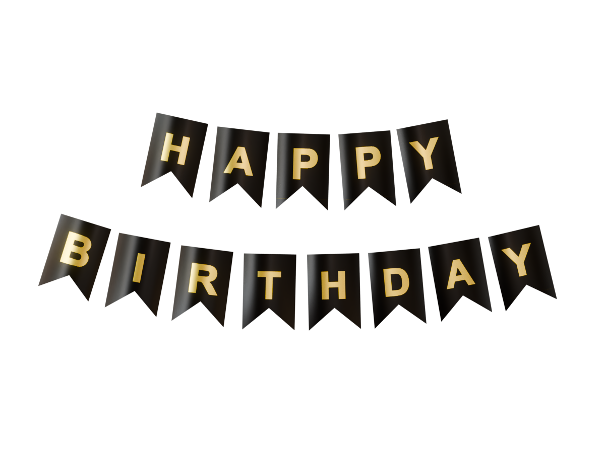 картинка Растяжка Happy Birthday Металлик Черный от магазина Шариленд