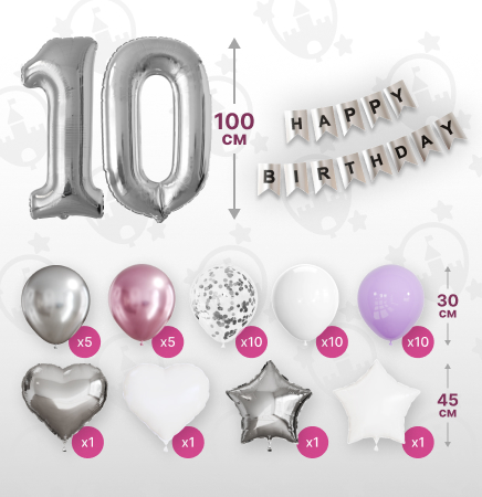 картинка Фотозона "10 лет. Сиреневая луна" 47 предметов от магазина Шариленд